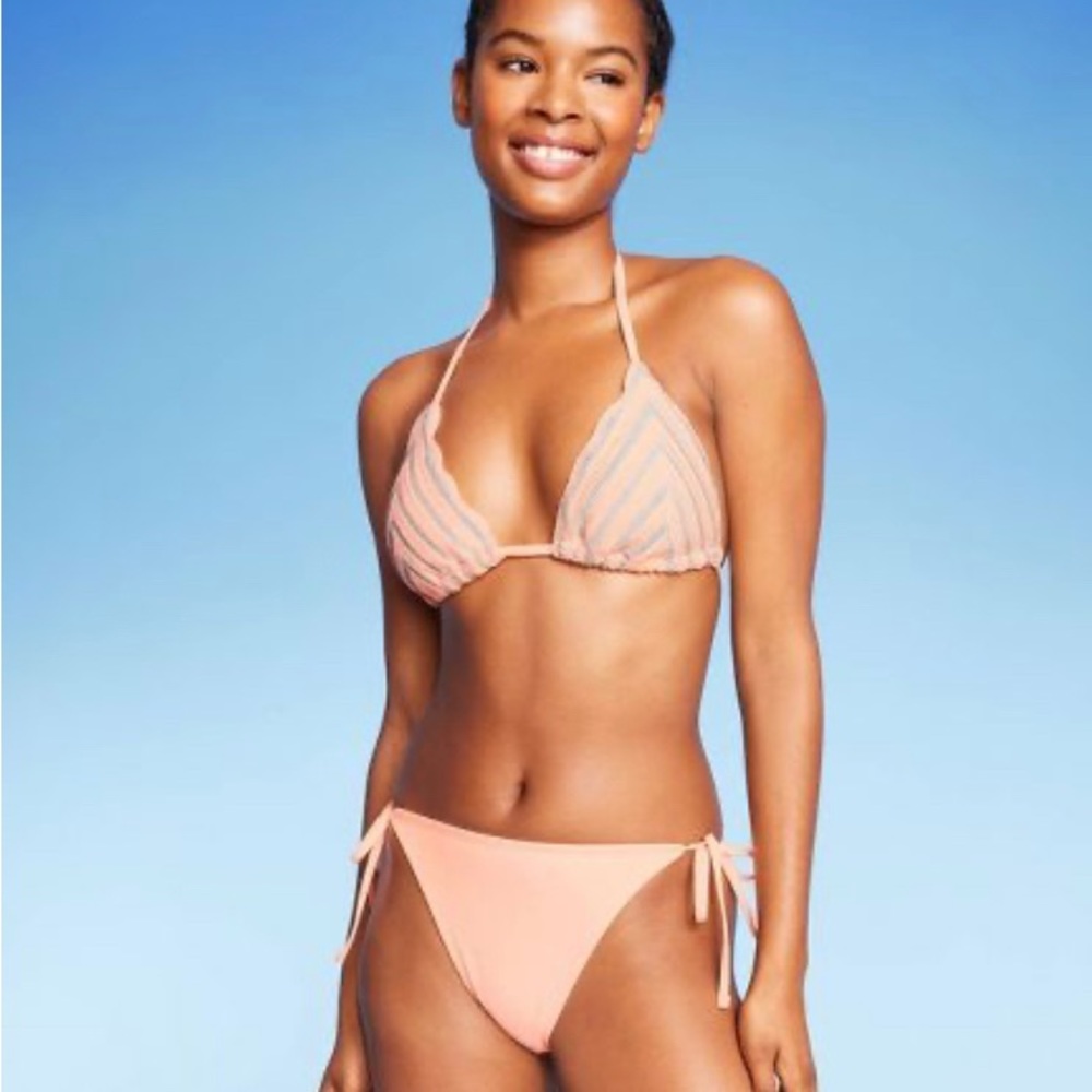 NWT WILD FABLE WOMENS BIKINI TOP PEACH CROCHET - Picture 6 of 8